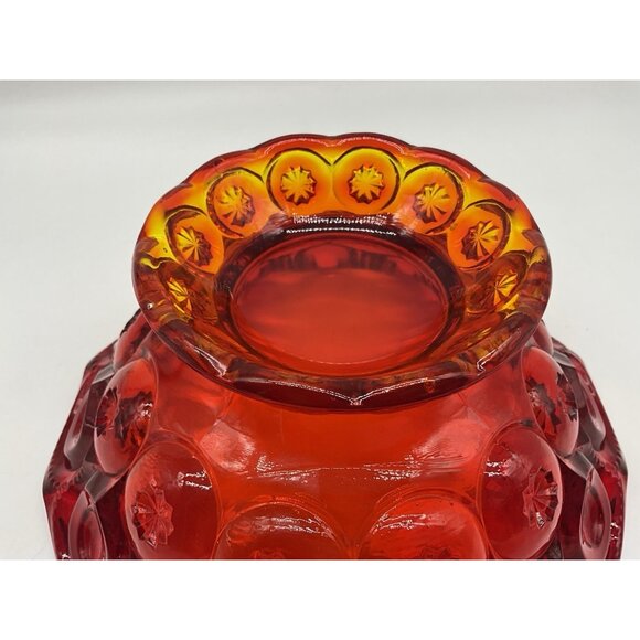 L.E. Smith Vintage Moon and Stars Amberina Red Footed Bowl MCM Collectible - Picture 7 of 10
